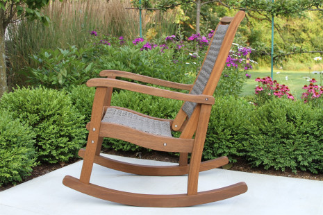21095RCG - Driftwood Grey Wicker Eucalyptus Rocking Chair - Side View