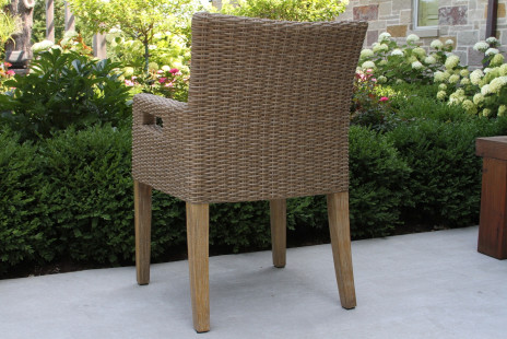 46520 - Wheat Wicker Antique Wash Eucalyptus Arm Chair with Olefin Cushions - Back