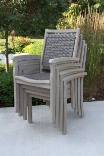 GW21090GR - Grey Wash Eucalyptus Driftwood Grey Wicker Stacking Arm Chair - 4 stack