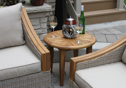 TNA7625 - Teak Lounging Accent Table with TNA7500 (Teak & Wicker Arm Chairs)