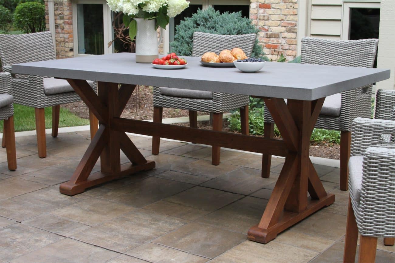 Eucalyptus Dining Table with Composite Concrete Top