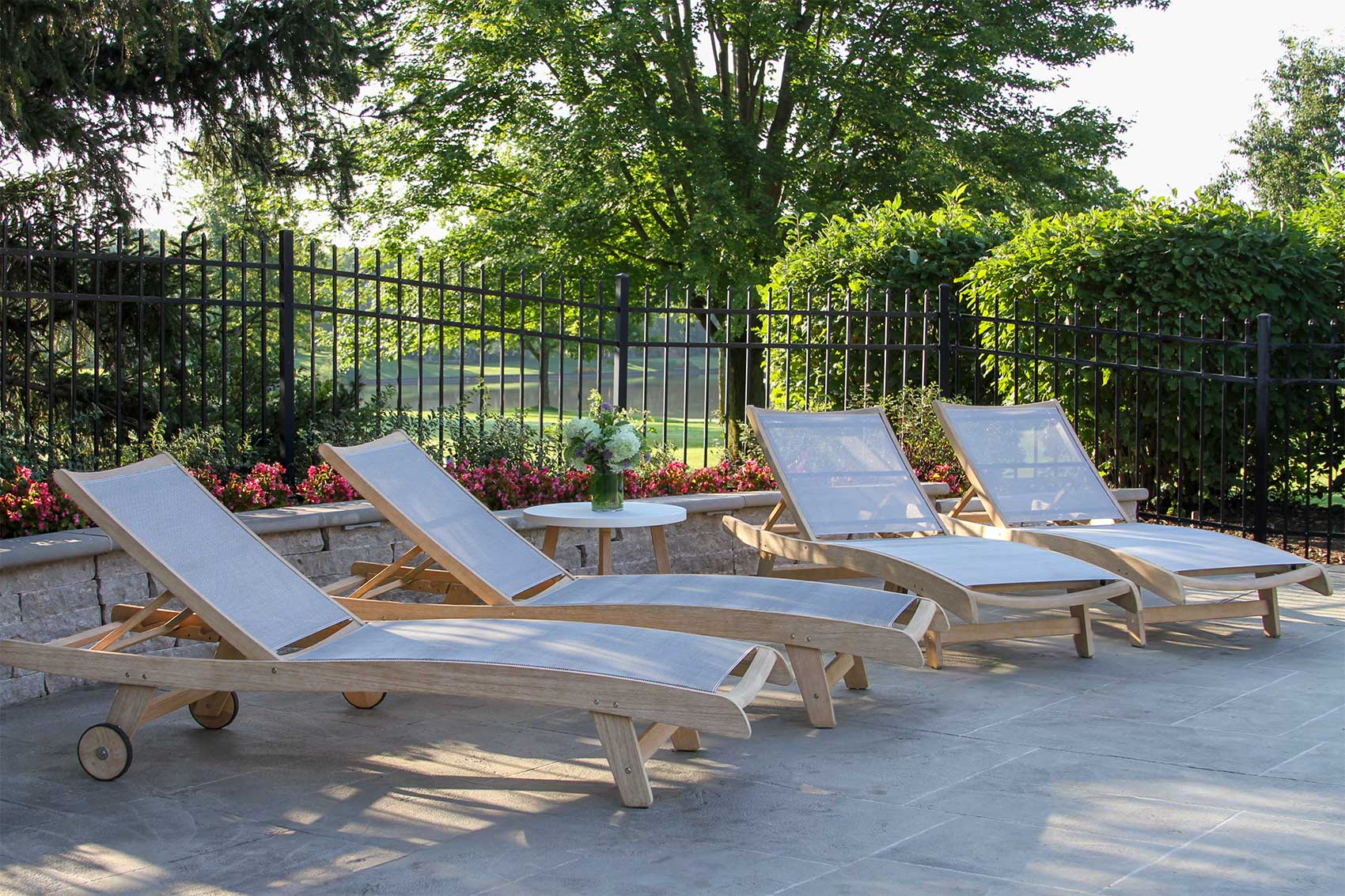 SL44680 - Antique Wash Eucalyptus & Sling Chaise Lounger