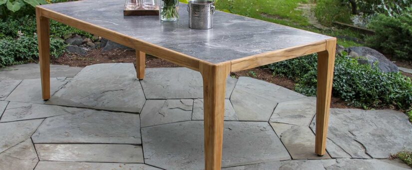 TNA7948 – Teak & Orobico Sintered Stone Dining Table