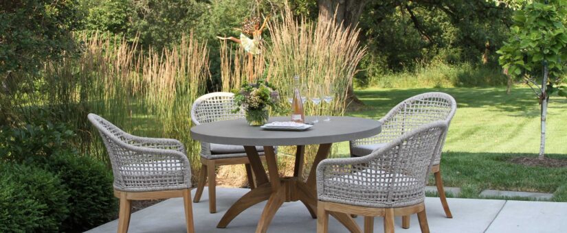 TNA7908 – Nautical Composite & Teak Round Dining Table