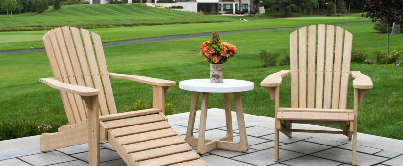 4111-WT – Antique Eucalyptus Wash Adirondack Chair w/ Built-In Ottoman