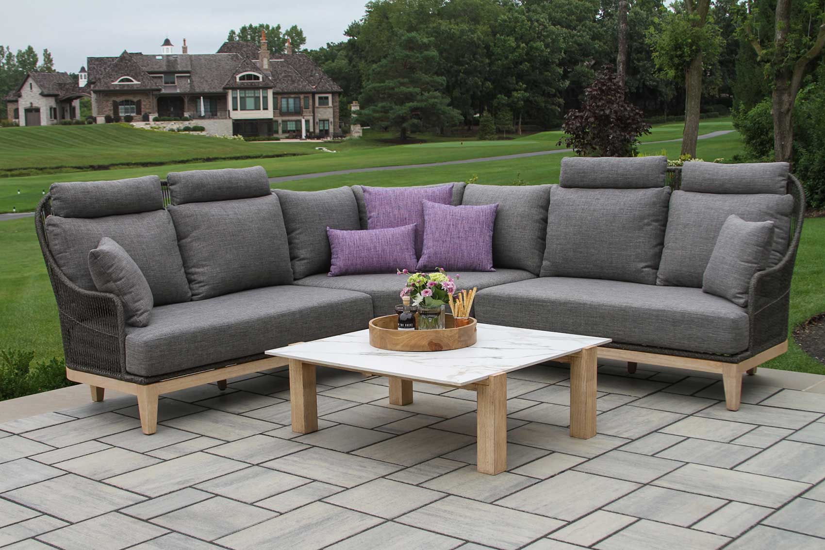 The Magnolia Collection Charcoal Sectional w Olefin Fabric