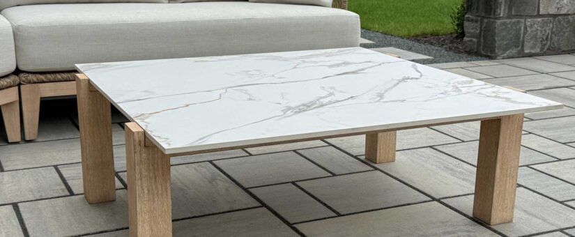 44422 – The Magnolia Collection Antique Wash & Sintered Stone Coffee Table, 40″ x 40″