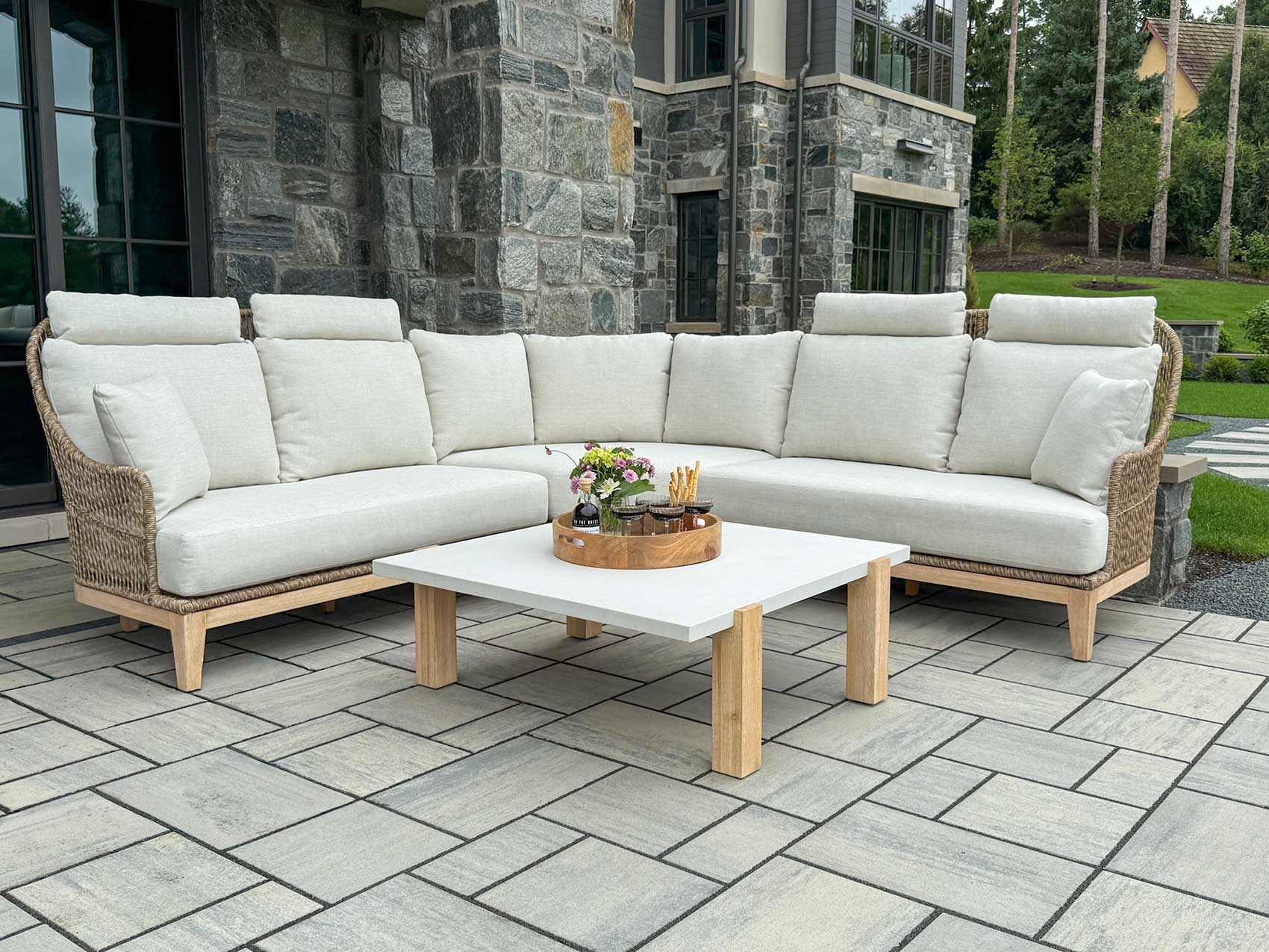 The Magnolia Collection Cream Sectional w Olefin Fabric