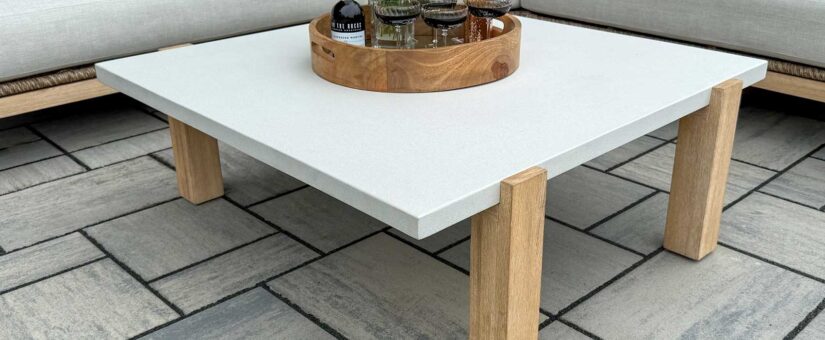 44495 – The Magnolia Collection Antique Wash & Ivory Composite Coffee Table, 40″ x 40″