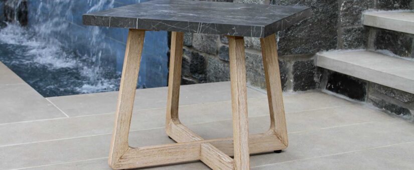 46233-BK – Antique Wash & Square Armani Charcoal Sintered Stone Accent Table