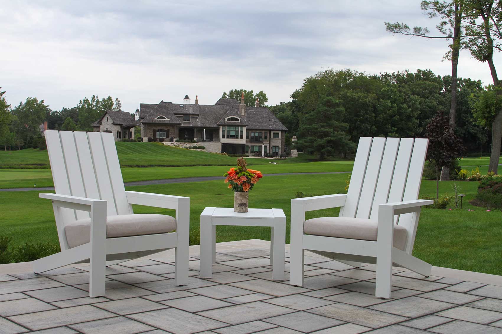 Siena White Aluminum Adirondack w Sunbrella Cushion