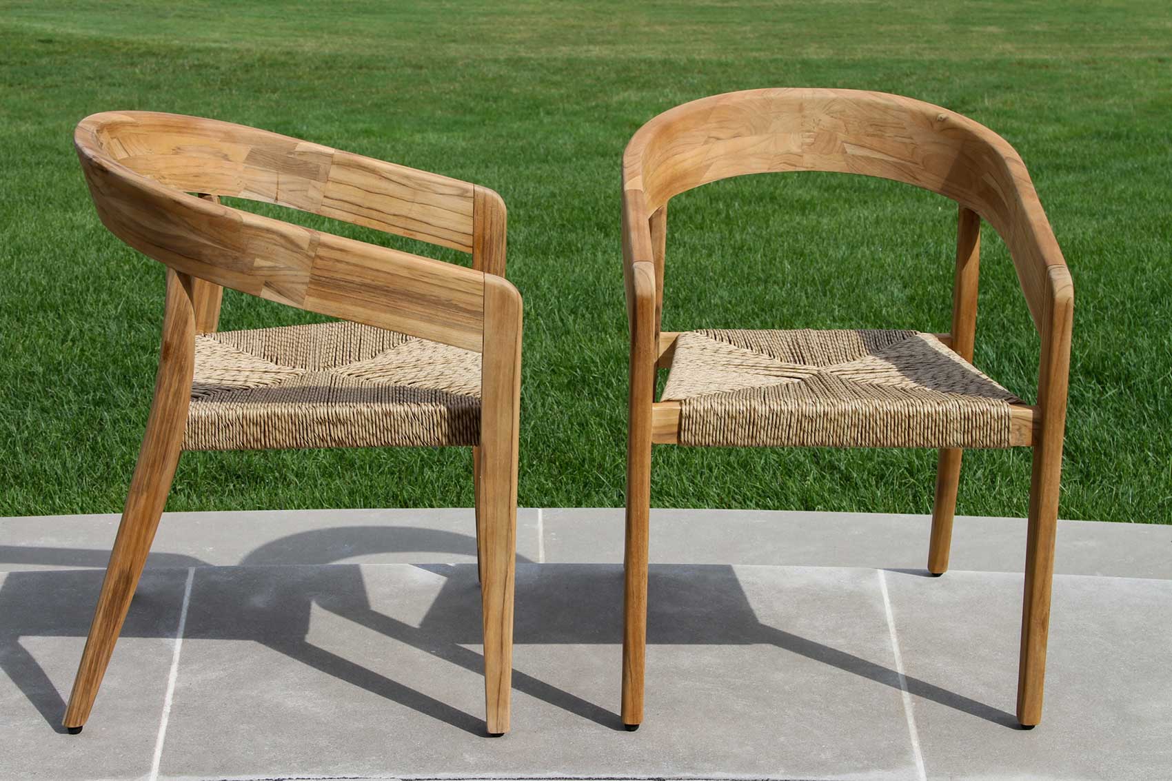 Colette Teak & Cable Wicker Stacking Dining Chair, 2 pk