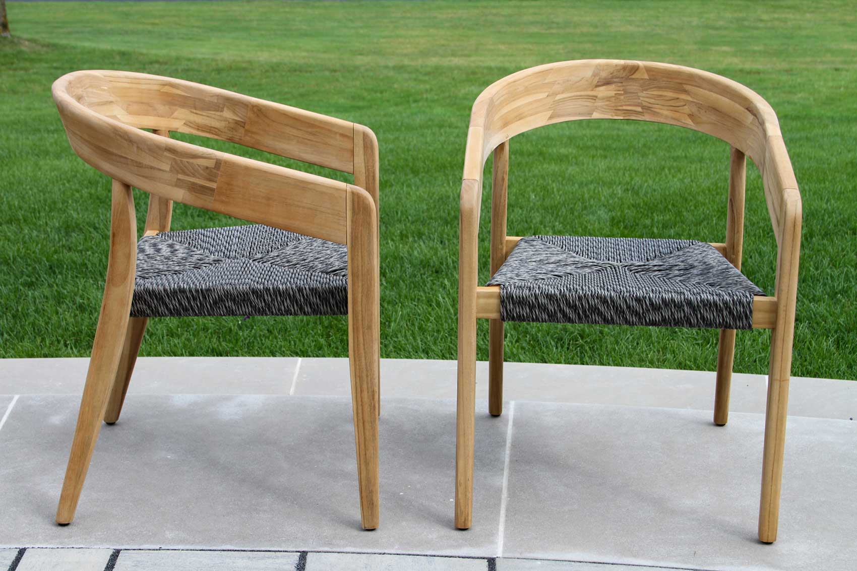 Estate Teak & Cable Wicker Stacking Dining Chair, 2 pk