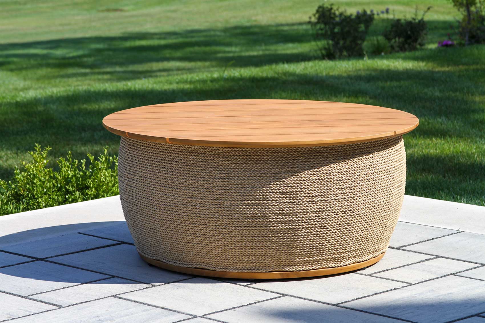 Colette Teak & Cable Wicker Storage Coffee Table