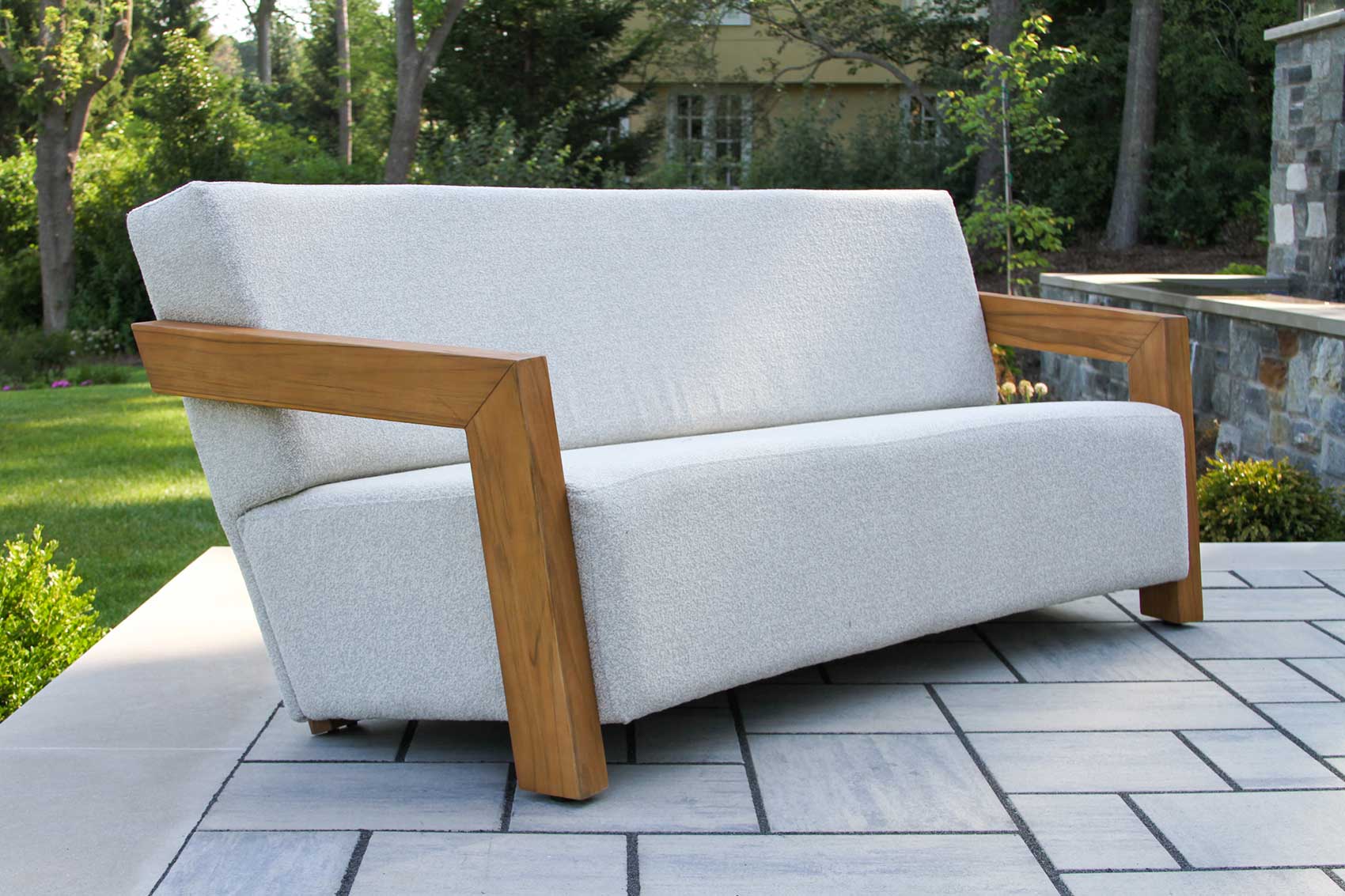 Bronson Teak & Quick Dry Sofa w Olefin Fabric