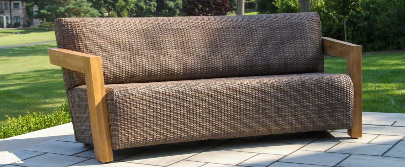 TNA9988 – Bronson Teak & Reticulated Wicker Sofa