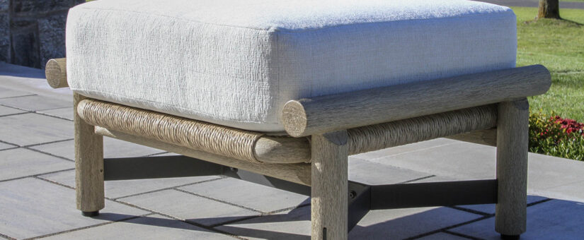 TNA7730 – Driftmoor Teak Ottoman w Acrylic Fabric