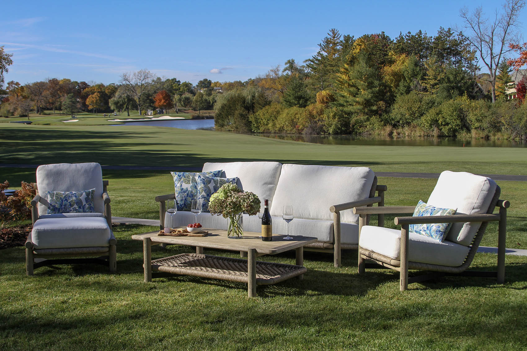 TNA7783 - Driftmoor Teak Sofa w Acrylic Fabric